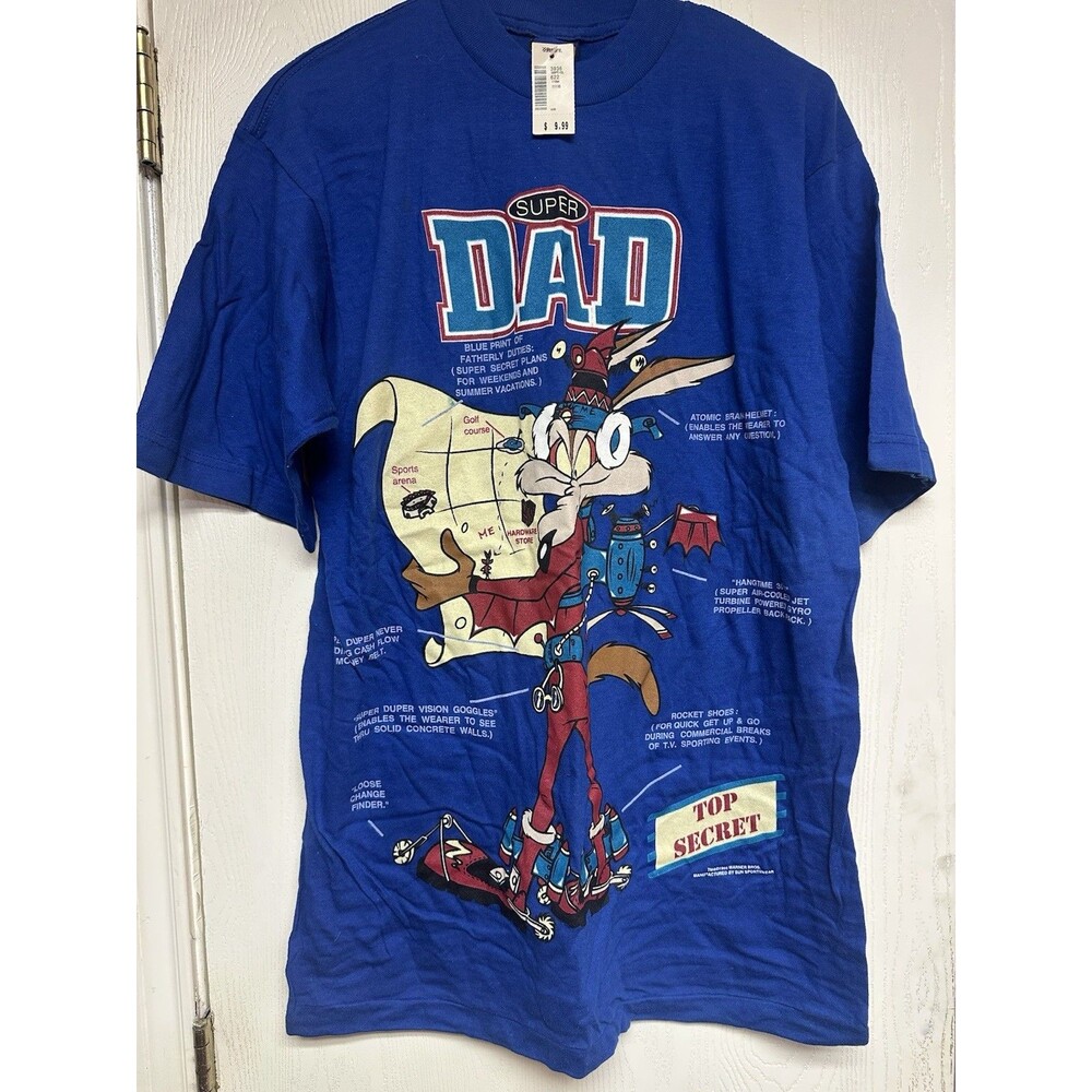 VTG Looney Tunes Wyle E. Coyote T-shirt Size M Spin Cycle 1993 Super Dad NEW